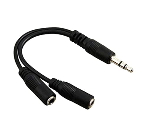Mr. Gadget's Solutions® 6 inch 3.5mm Audio Splitter Cable - Stereo Splitter Cable - Gold Terminals - 3.5mm Male to 2x 3.5mm Female - Headphone Splitter, Black