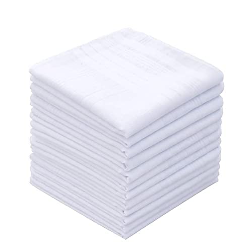 brezzycloud Cotton Premium Collection Handkerchief Solid White with Stripe Large Classic|Easy Wash & Premium Cotton Fabric|Plain & Solid Color|(Size 50 x 50 CM,White)-picture-54