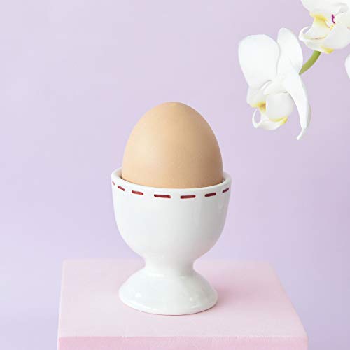Eierbecher aus Keramik für weich oder hart gekochte Eierhalter – Set mit 2 Eierhaltern für Frühstück, Brunch, Küchengeschirr, Osterhase und Blumen-Eierbecher für Frühling, Zuhause, Party, Geschirr, – Bild 7