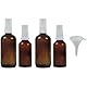mikken 4er Set Sprühflaschen 2x50ml und 2x100ml Zerstäuberflaschen in Braunglas inkl. Trichter