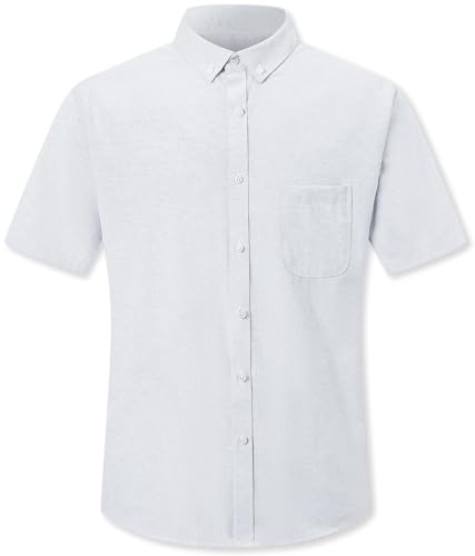 Image of SANGTREE Men & Boy Striped Multicolor Oxford Cotton Shirt,Comfortable Fit,Short Sleeve Collared Shirt