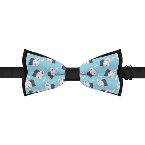 GoasNei Old English Sheepdog Pattern Bow Tie for Men Adjustable Necktie Funny Tie Neck Ties for Weddings Party