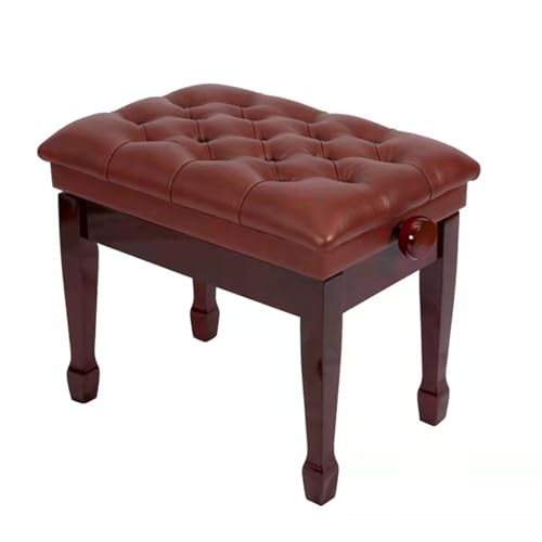 Banc de piano en cuir marron réglable avec assise rembourrée