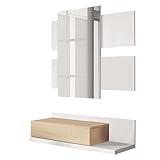 Habitdesing - Recibidor con Cajón y Espejo - Mueble de Entrada con Cajón y Espejo, 75x116x40 cm - Modelo Tekkan