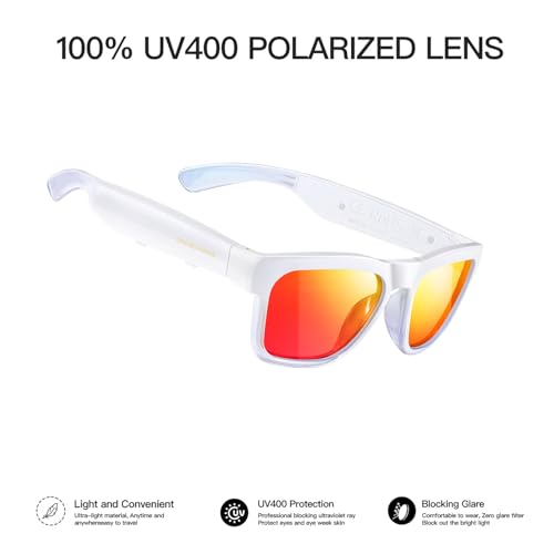 OhO sunshine Bluetooth Audio Sunglasses, Lightweight Open Ear Sport Glasses, 10H Playtime, UV400 ANSI Z87.1, Water Resistant with Voice Control