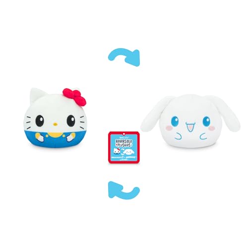 Image of TeeTurtle Reversible Sanrio Hello Kitty and Cinnamoroll Plushie 4-Inch Two-Sided Flip Plush Toy with Embroidered Details - Cute Mini Collectible Plush for Kids, Teens, and Adults