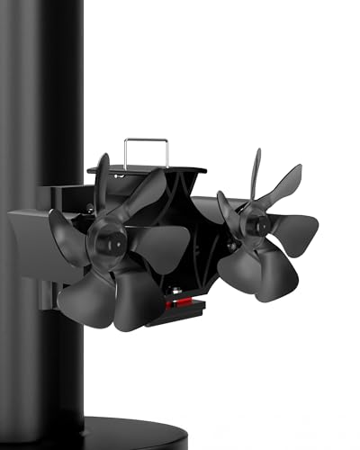 Wood Stove Fan Heat Powered, Magnetically Flue Pipe Mounted Dual