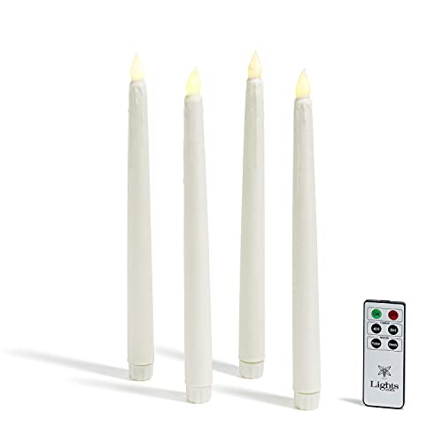 Lamplust Battery Candlesticks With Remote - 10 Inch, 4 Pack, Real Wax, Flickering Led Flame, Flameless Taper Candle, Faux Drip Effect, Valentines Day Decoration, Floating Ceiling Candles #TOP6