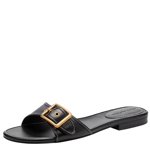 COACH Womens Margot Flat Sandals Black 6 Medium US