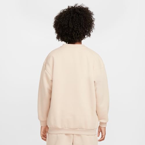 Nike Sportswear Club Fleece Big Kids' (Girls') Oversized Sweatshirt (FD2923-126, Sanddrift/White)3