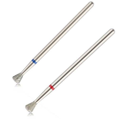QUNZHAO 2Pcs Diamond Nail Drill Bits Carbide Conical Micro Cuticle Remover Bit for Under Nail Dead Skin Cleaning Cuticle Remove Nail Art (11 set Smooth top Inverted Shape)