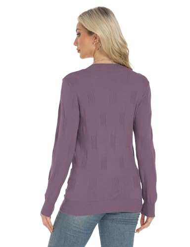 Buauty Womens Fashion V Neck Long Sleeve Knitted Ribbed Pullover Sweaters Casual Lightweight Loose Fit Jumper Tops3