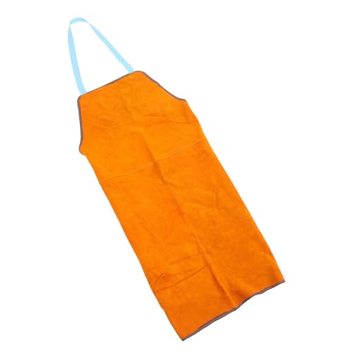 NUOBESTY Delantal De Trabajo Para Soldar Piel De Vaca Ignífugo Cosido Resistente Al Calor Para Soldadores y Talleres Color Beige Para Uso Prolongado