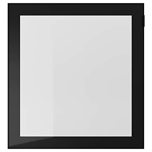 GLASSVIK Glass Door, 60x64 cm, Black/Clear Glass