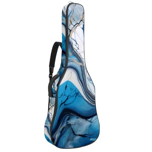 Sac pour guitare acoustique 40-42 pouces bleu marbre housse guitare imperméable à poches
