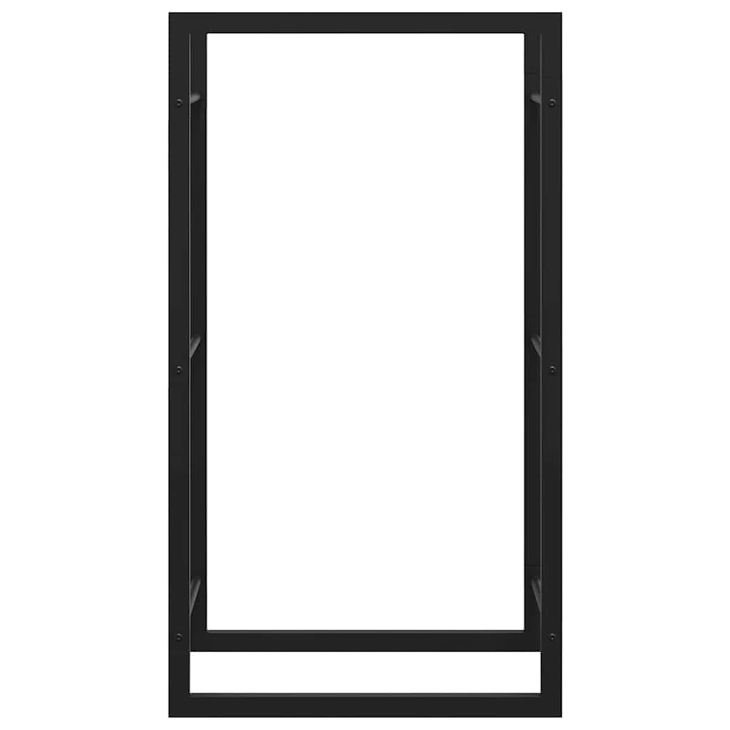 Fengshui Brennholzregal Stahl Schwarz 50x28x94 cm | Pulverbeschichtet, witterungsbestandig, mit Wandhalterung, fur trockenes Brennholz