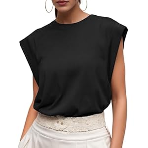 GRECERELLE Cap Sleeve Tops for Women Summer Tank Top Casual Loose Crew Neck Basic Tee Shirts