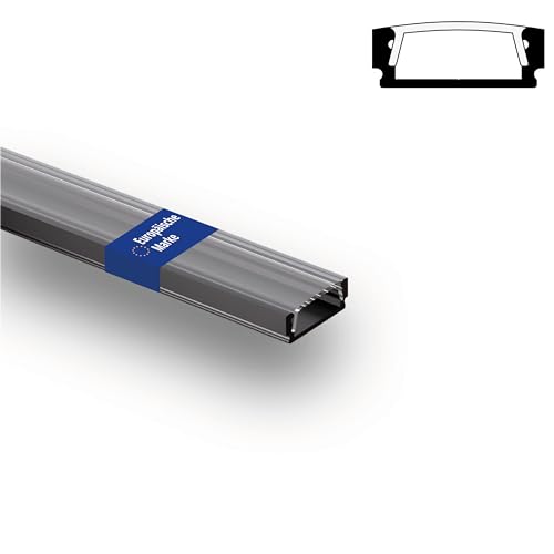 1 X Alu Profil Schwarz Inkl. Klarer Abdeckung (2 Meter)