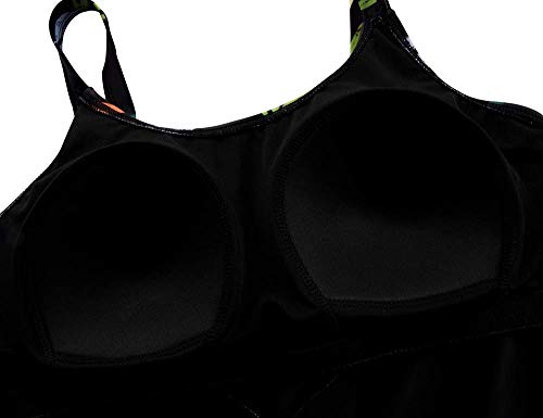 Septangle Black Two Piece Swimsuits For Women Tummy Control Tankini With Bottom Layered Flounce Swimwear,Black&Leaf,Us12 #TOP4