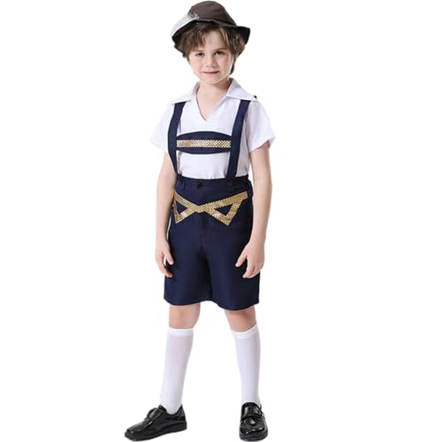 Pantalon en cuir bavarois brodé de qualité supérieure pour costume traditionnel enfant