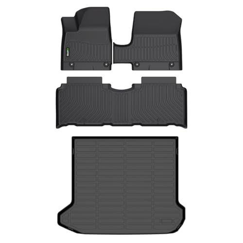 HAFIDI Floor Mats & Cargo Liner Custom for 2025 2026 Hyundai Ioniq 5 with Fixed Console(Not for Limited/N Models) All Weather TPE Automotive Floor Liners Fits Front& 2nd Row Set Accessories Black