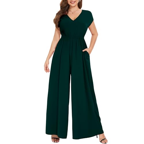Tanmolo Damen Jumpsuit Elegant Sommer Ärmellos V-Ausschnitt Overall Weites...