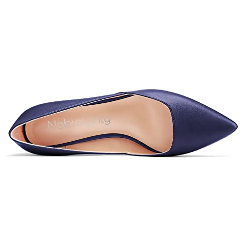 NobleOnly Women Kitten Low Heel Pointed Toe Pumps Slip-on Wedding Office 1.4 Inches Heels4