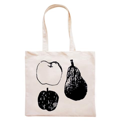 Umhje Apple Canvas Tote Bag for Women Y2k Funky Fruit Purse Whimsical Thrift Handbag Shopping Travel 2000s Accessories (Beige)