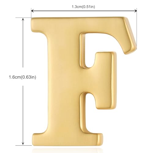 Image of HONEY BEAR Mens Womens Initial Alphabet Letter Lapel Pins Collar Badge Brooches for Business Wedding Graduation Gift Matte Gold 0.59 inches