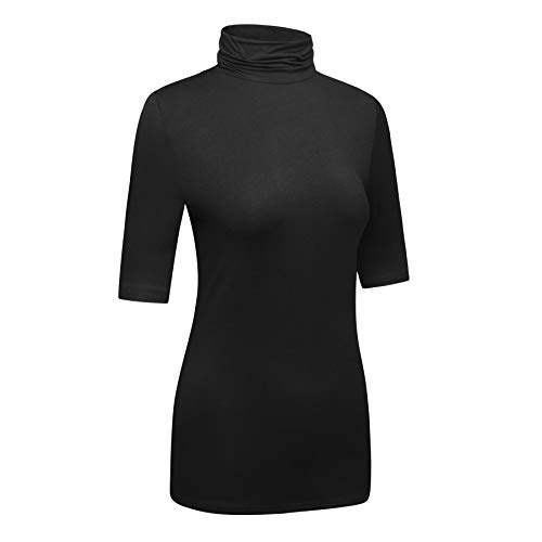 OThread & Co. Women's Half Sleeve Turtleneck T-Shirt Basic Stretch Layer Comfy High Neck Top3