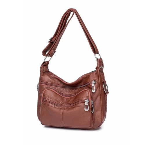 Tote Shoulder Handbags for Women, Soft Leather Crossbody Adjustable Handle Purse with Zip Closure for Shopping Travel