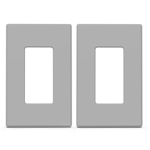 Image of ELEGRP 1-Gang Screwless Decorative Wall Plates, Mid-Size Unbreakable Thermoplastic Faceplate Cover for Decorator Receptacle Outlet Switch, UL Listed (2 Pack, Gray)
