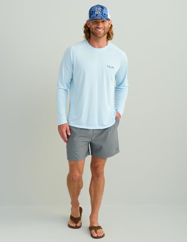 HUK Men's Pursuit Patterned Crew, Performance Fishing Long Sleeve Shirt4