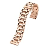 Generico NASUNJIA Cinturino For Orologio Curvo In Acciaio Inossidabile Da 16 Mm, 17 Mm, 18 Mm, 19 Mm, 20 Mm, 21 Mm, 22 Mm, 23 Mm, 24 Mm, For Uomo, Cinturino For Orologio Fine(Rosegold,14mm)