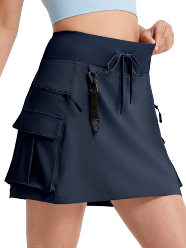 FitsT4 Sports Women's Hiking Cargo Skorts High Waisted Dressy Casual Skirts with Zipper Pockets