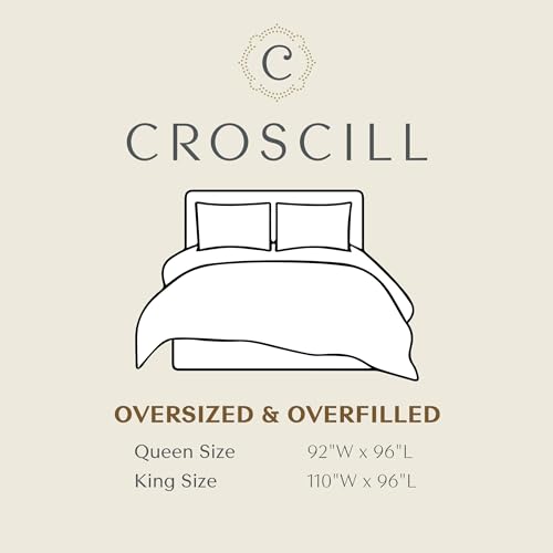 CROSCILL Quilt Set Luxe Ornamental Motif Embroidery Quilting, Oversized Coverlet for King Size Bed, Matte Satin, All Seasons, Lightweight Microfiber Coverlet Bedspread, Shams, Versailles Grey 3 Piece