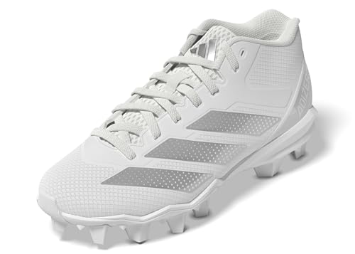 adidas Adizero Impact.2 Molded American Football Sneaker, White/Silver Metallic/White, 3 US Unisex Little Kid