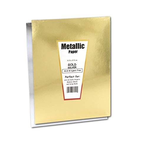 Hygloss Products, Inc Metallic Foil Paper 10 x 13 Inch, 10 Sheets, 10" x 13", Gold/Silver