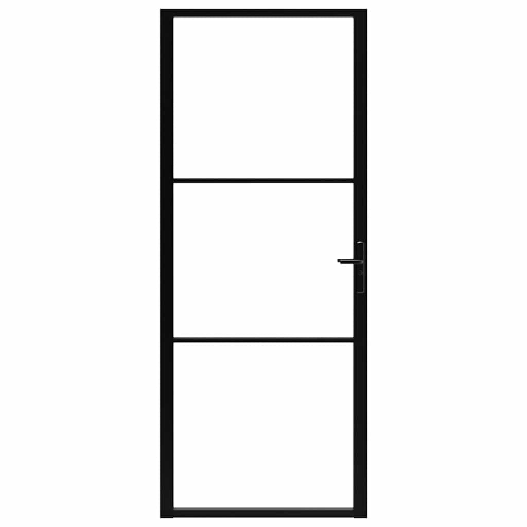 vidaXL Porte Intérieure Porte Vitrée Poignée en Alliage d'Aluminium Serrure en Fer Salon Maison Verre ESG et Aluminium 93x201,5 cm Noir