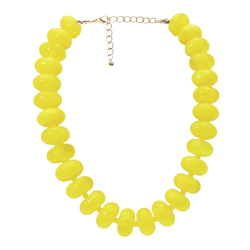 JNF Chunky Big Beaded Necklace for Women Colorful Large Beads Choker Necklaces Boho Statement Bead Neck Beach Summer Prom Jewelry Gift (yellow)