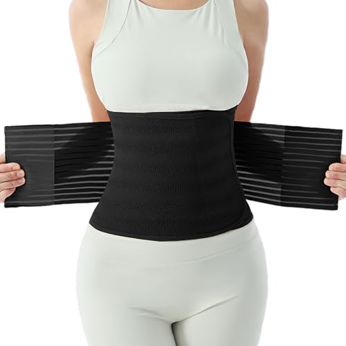 Image of Postpartum Belly Band for Women: Abdominal Binder Post Surgery Compression Support Belt - Waist Trainer Girdle C Section Wrap