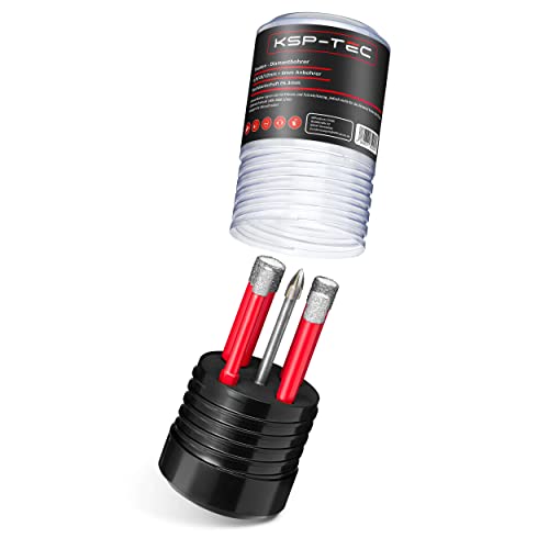 KSP-TEC® | Fliesenbohrer Set - 6,8,10,12mm | zum Bohren von Fliesen, Glas, Marmor, Granit uvm. - Keramikbohrer für harte | verpackt in einer praktischen Drehbox (Diamant Bohrer 5tlg.)