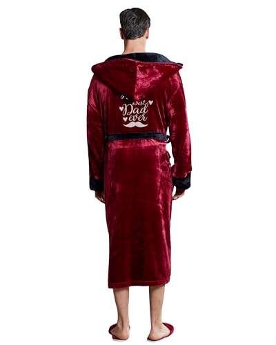 Lotus Linen Custom Hooded Robes for Men - Personalized Embroidered Plush Bathrobe with Monogram