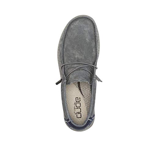 Image of HEYDUDE Men's Wally Suede Grey Size 6 | Men's Shoes | Men's Lace Up Loafers | Comfortable & Light-Weight