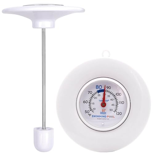 Floating Pool Thermometer Easy Read - No Battery Needed, IPX6 Waterproof 304 Stainless Steel Probe for Pool, Pond, Hot Tub & Bath Water Temperature
