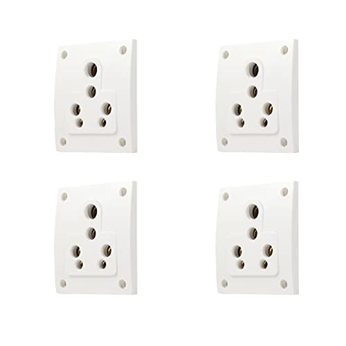 Image of Star 6 /16A 6 Pin Non Modular Electrical Multi Socket, White Colour,Polycarbonate Body, Porcelain Back,Heavy Duty,Suitable for Home & Office Use with Mounting Screws (4)