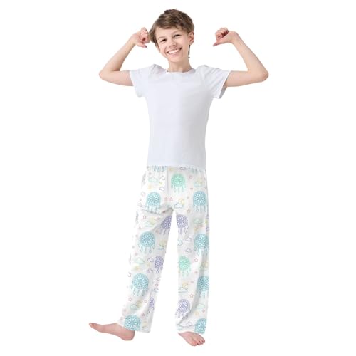 ZZXXB Dream Catcher Cloud Boys Long Pants Soft Trousers Elastic Waist Kids Lounge Bottoms with Pockets S-XL2