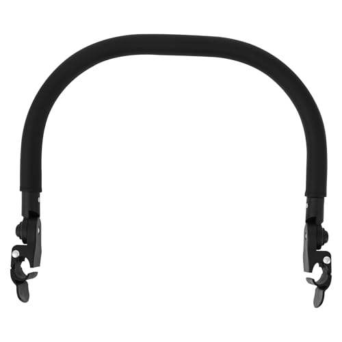 Image of Stroller Bumper Bar Angle Adjustable Armrest Stroller Handle Stroller Bar Removable Stroller Crossbar for Yoyo, Compatible with Yoyo 2, for Yoyo+, Black PU Leather