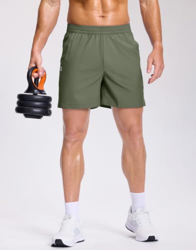 Image of GGJ Men's Lightweight Athletic Shorts with 2 Zipper Pockets 7 inch /9 inch /5 inch Gym Workout Running Quick Dry Tennis Shorts for Men