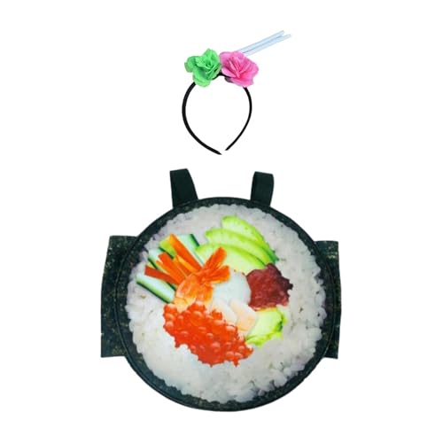 CarpNettore 寿司コスチューム 着ぐるみ コスプレ 仮装 食品テーマ 男性用 ノースリーブトップス 小道具 通気性 軽量 文化祭に適用, 子供サイズ